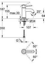 Grohe Bauclassic Tek Kollu Lavabo Bataryası 23162000