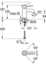 Grohe Bauclassic Tek Kollu Lavabo Bataryası 23162000