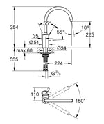 Grohe Eurocosmo Tek Kumandalı Eviye Bataryası